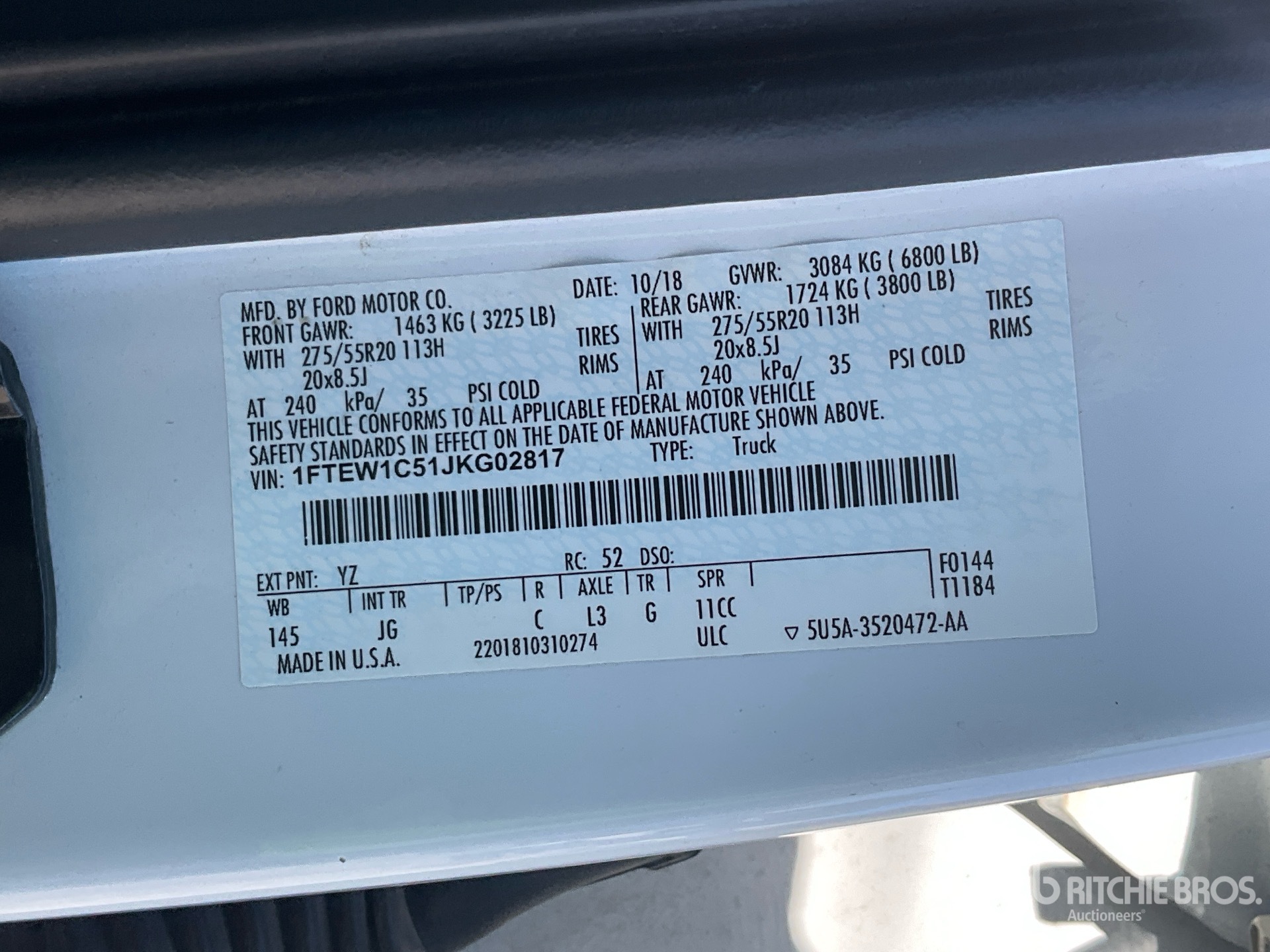 General Appearance with Serial Number / VIN