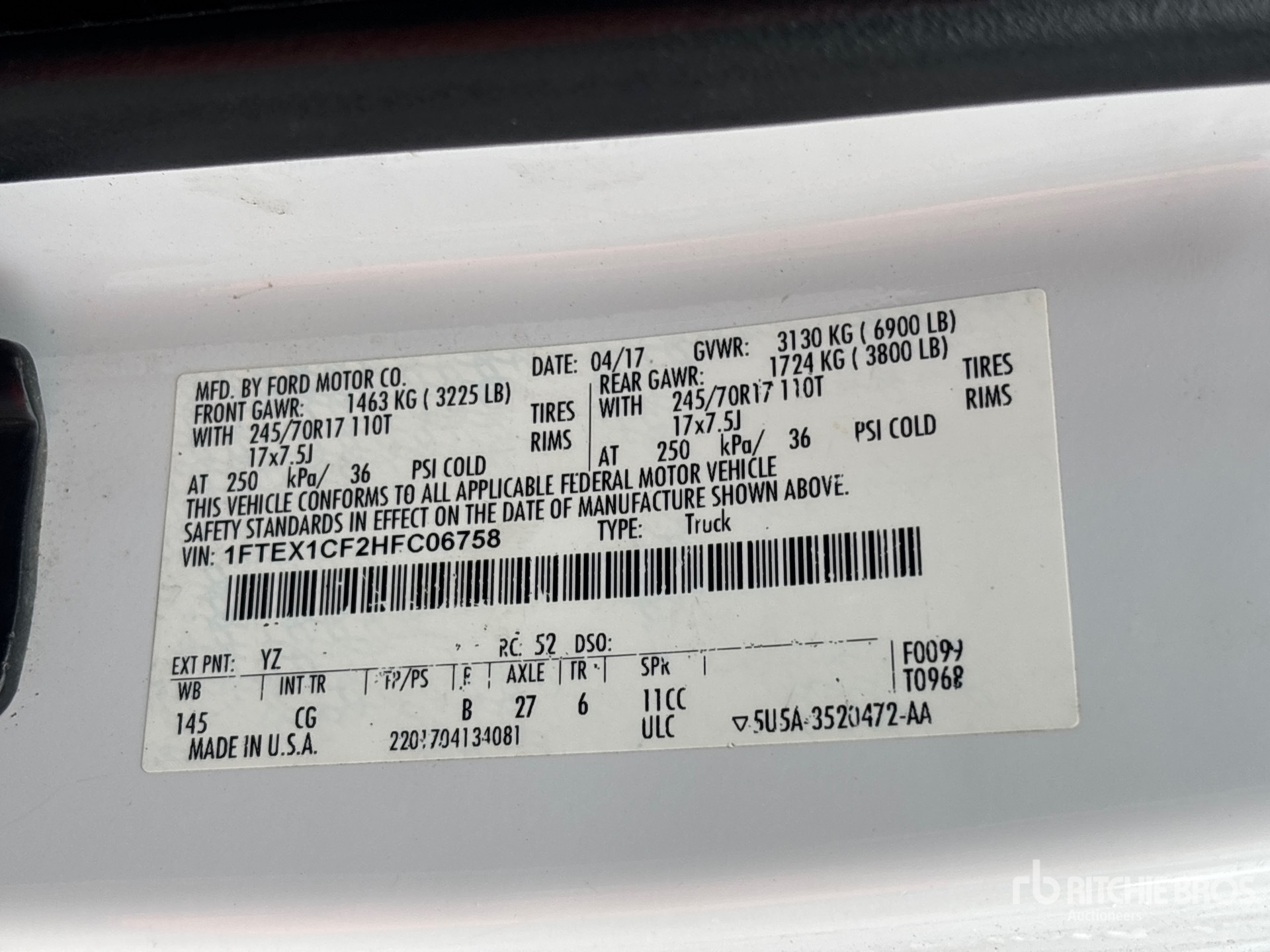 General Appearance with N.º de serie/VIN