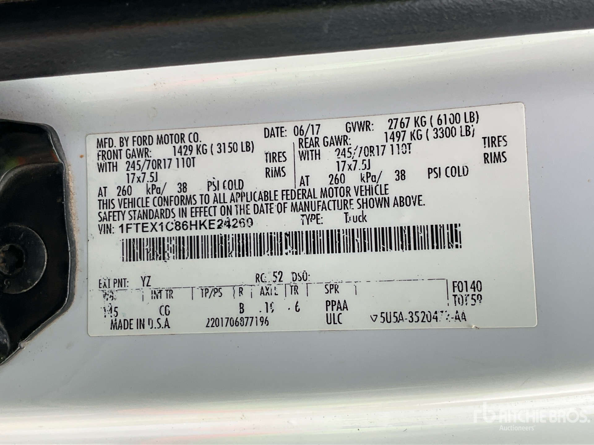 General Appearance with Serial Number / VIN