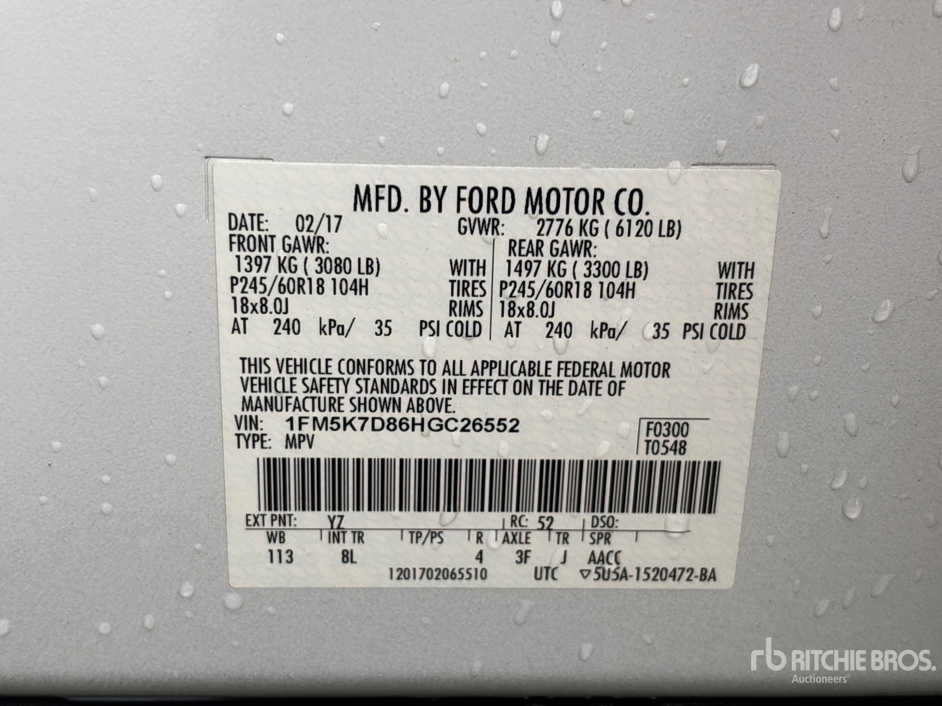 General Appearance with Serial Number / VIN