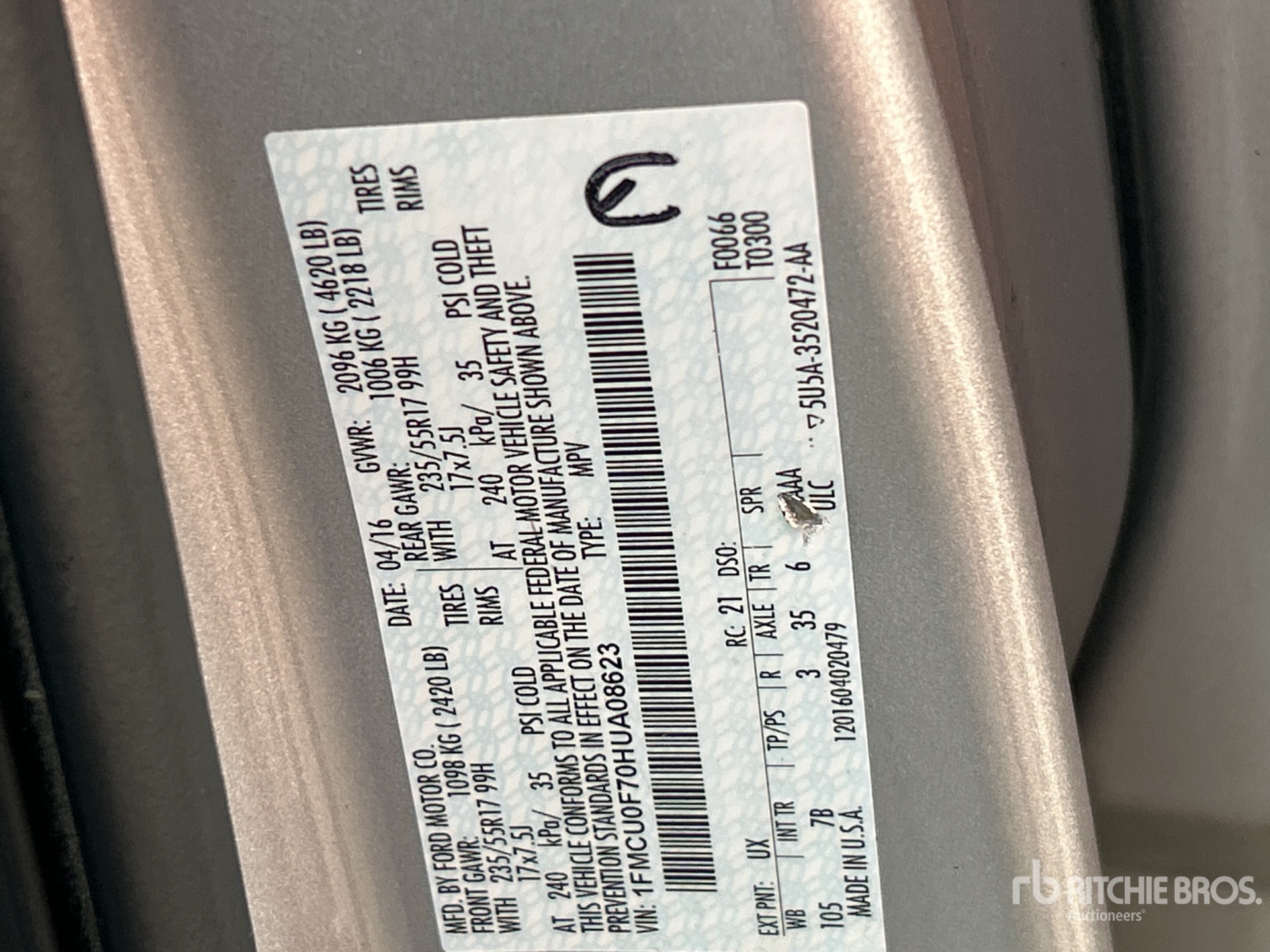 General Appearance with Serial Number / VIN