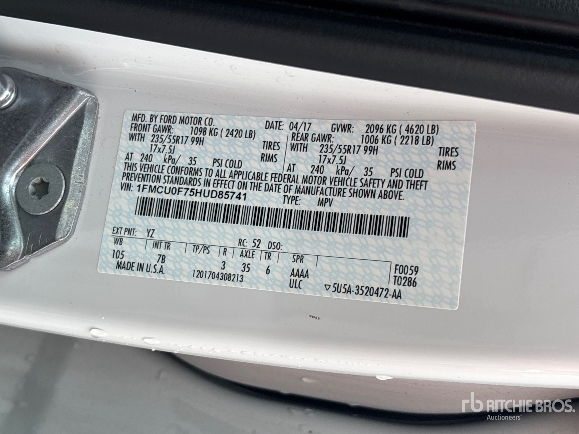 General Appearance with Serial Number / VIN