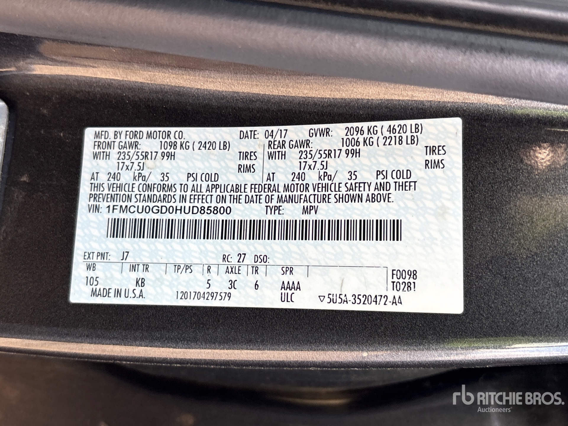 General Appearance with N.º de serie/VIN