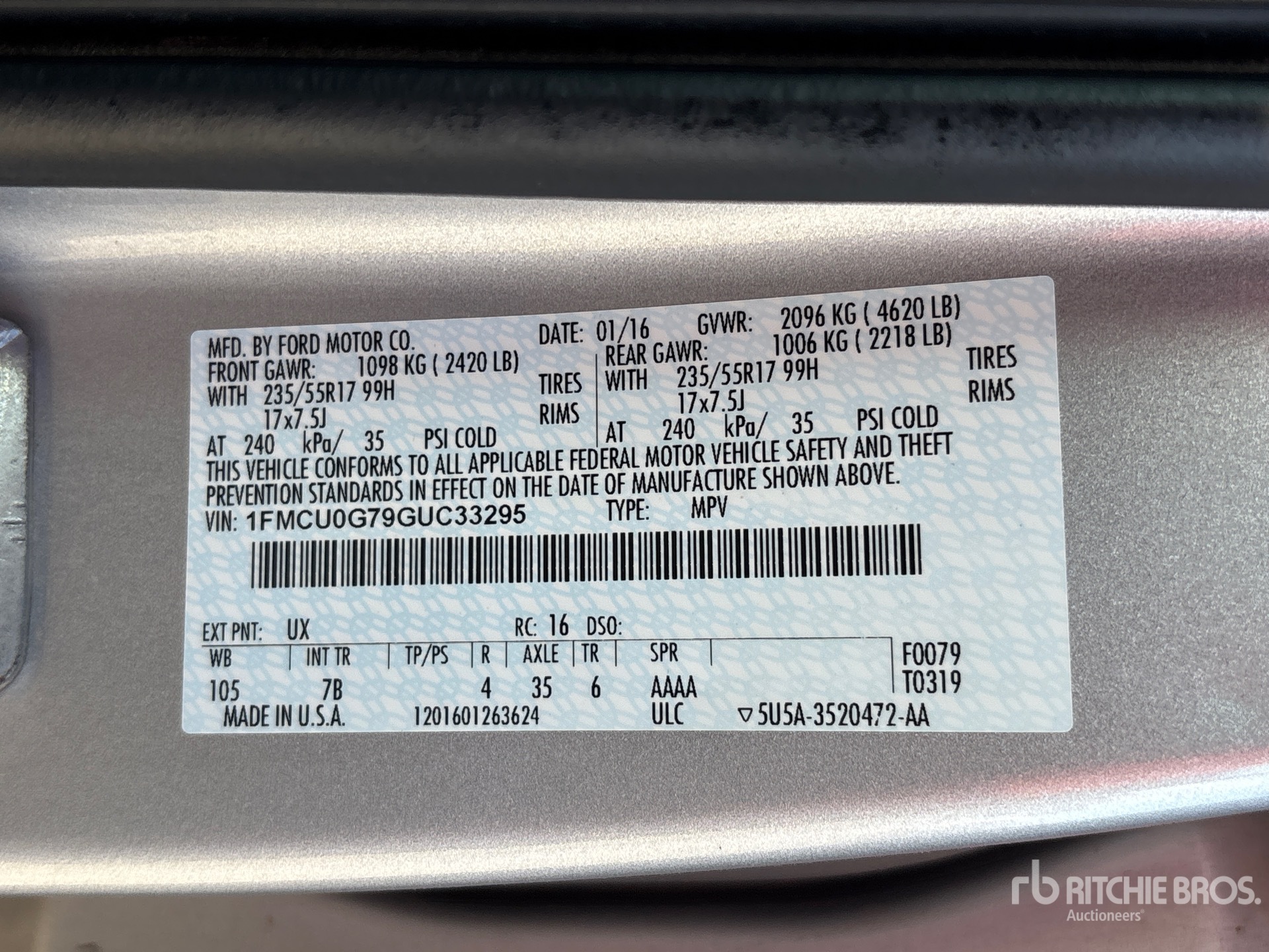 General Appearance with Serial Number / VIN