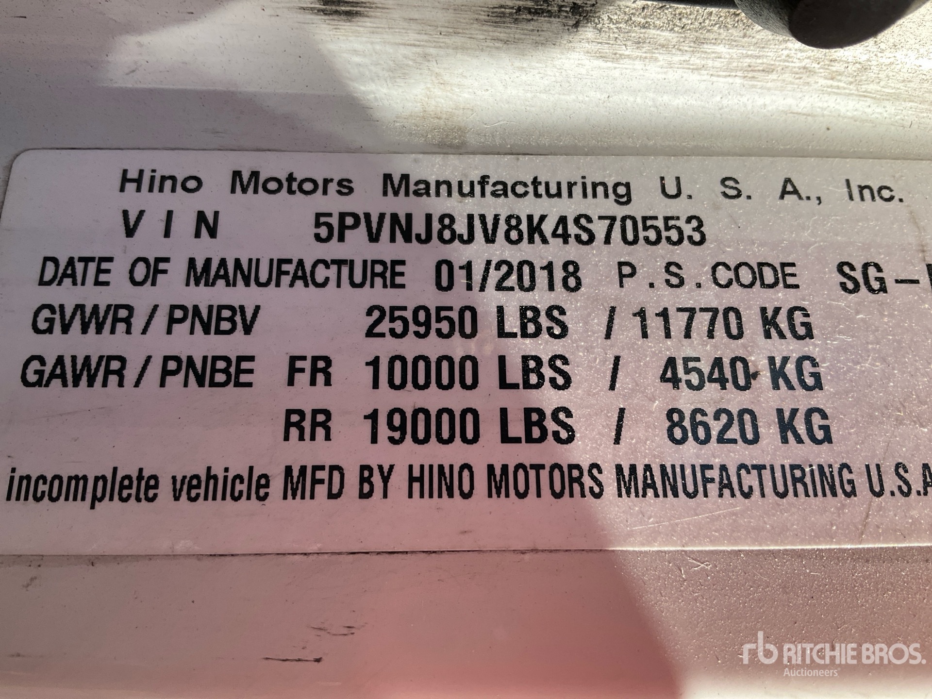 General Appearance with Serial Number / VIN