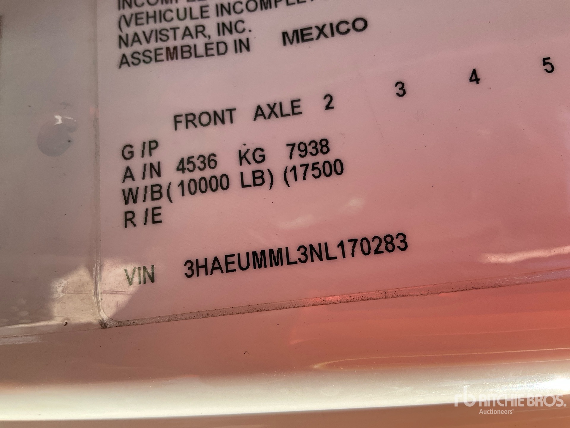 General Appearance with Serial Number / VIN