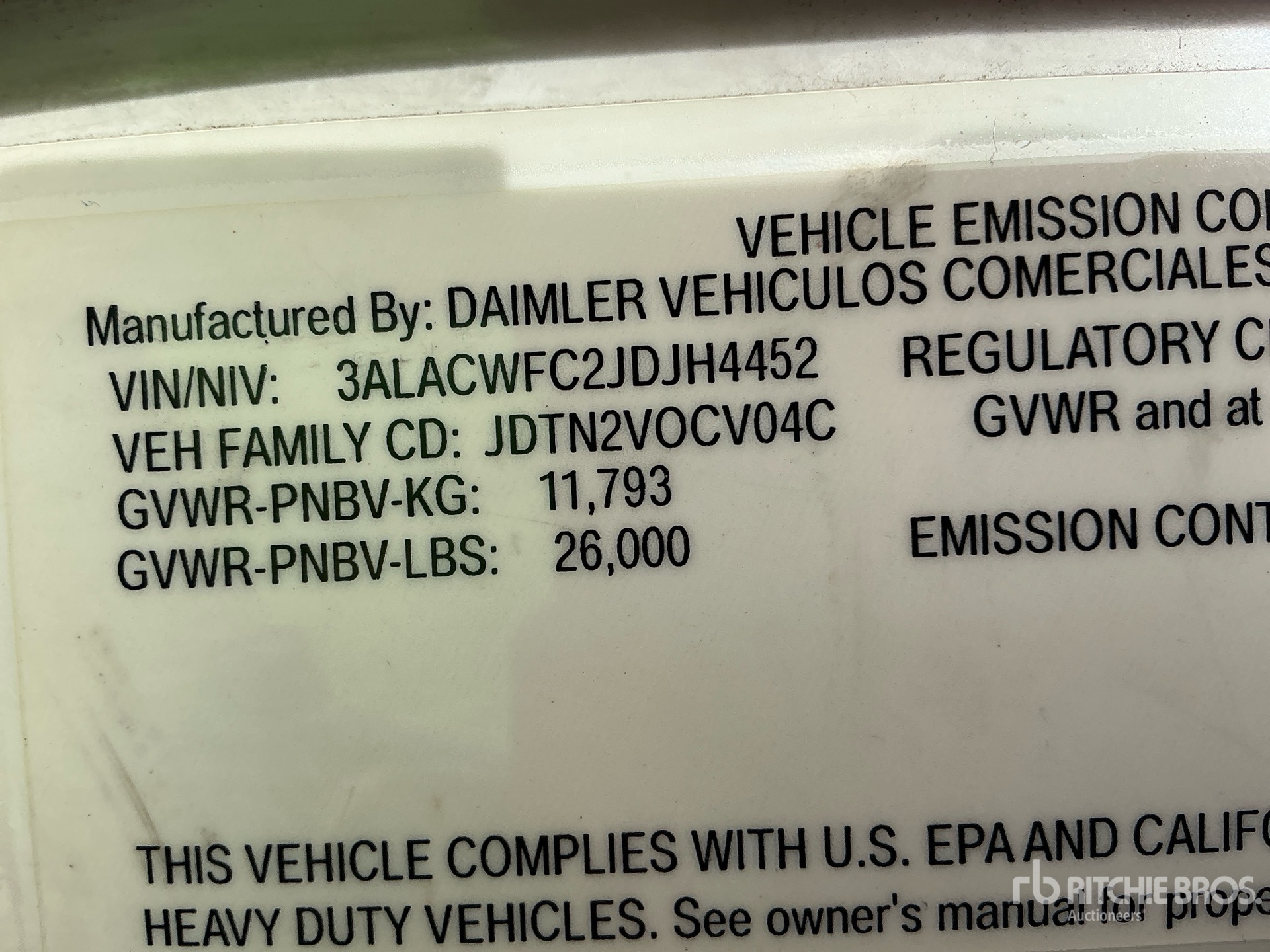 General Appearance with Serial Number / VIN