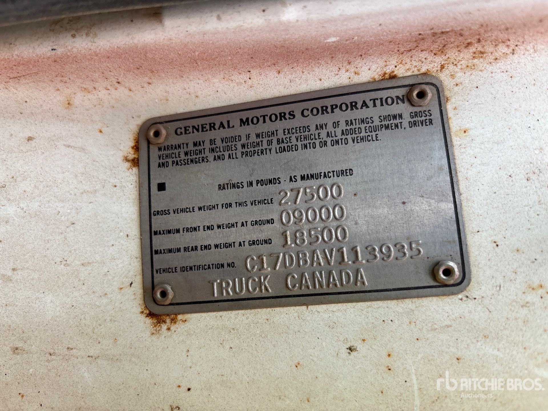 General Appearance with Serial Number / VIN