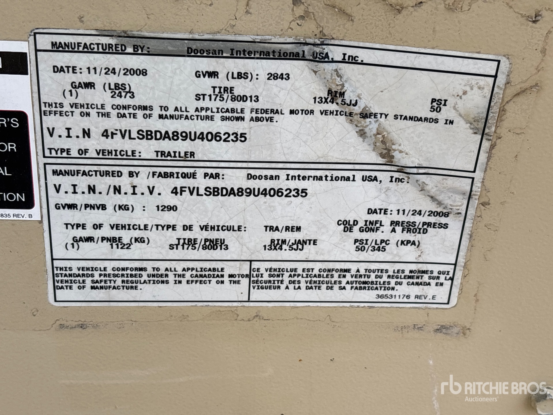 General Appearance with Serial Number / VIN