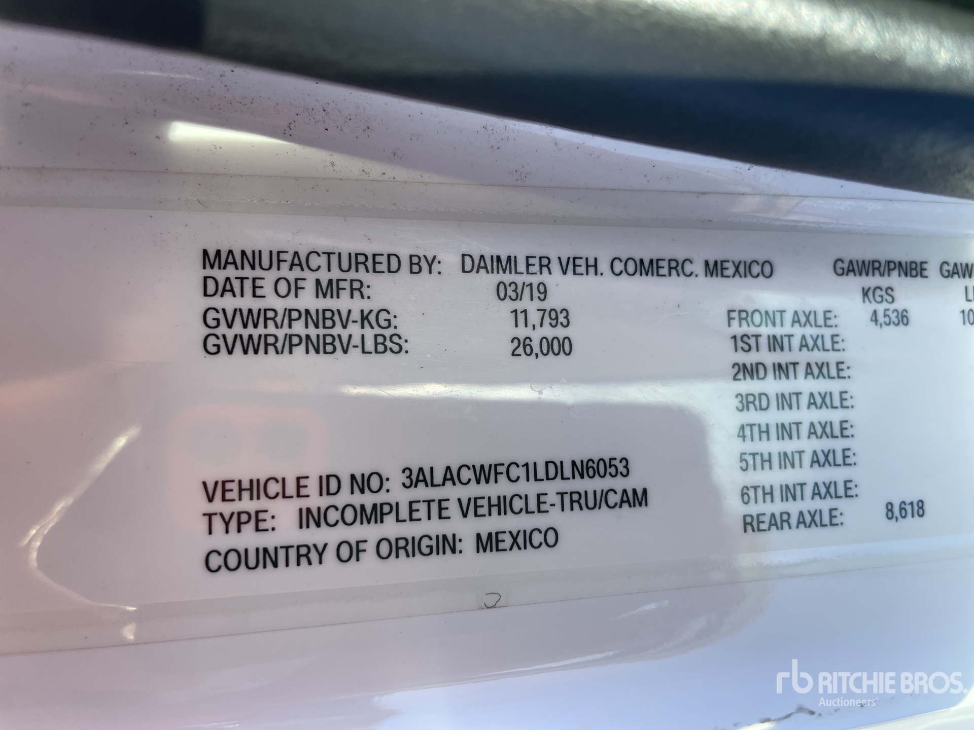 General Appearance with Serial Number / VIN