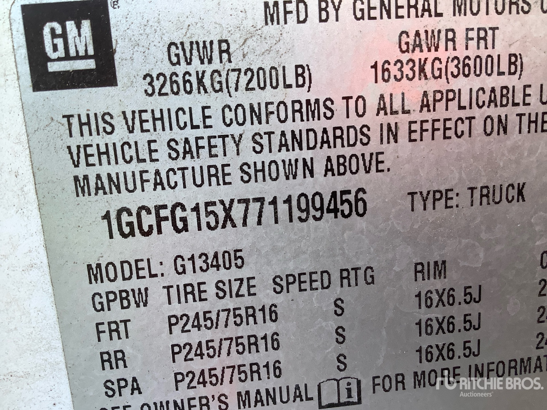 General Appearance with Serial Number / VIN