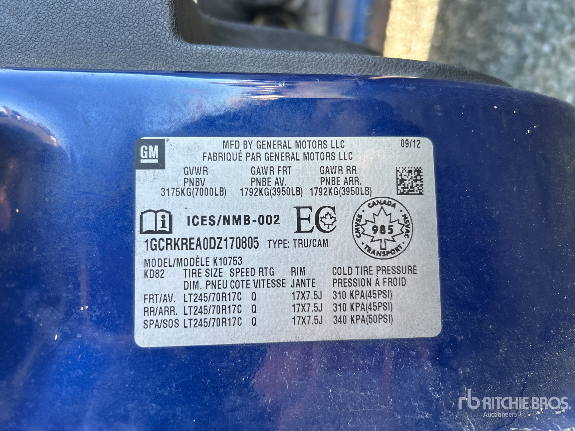 General Appearance with Serial Number / VIN