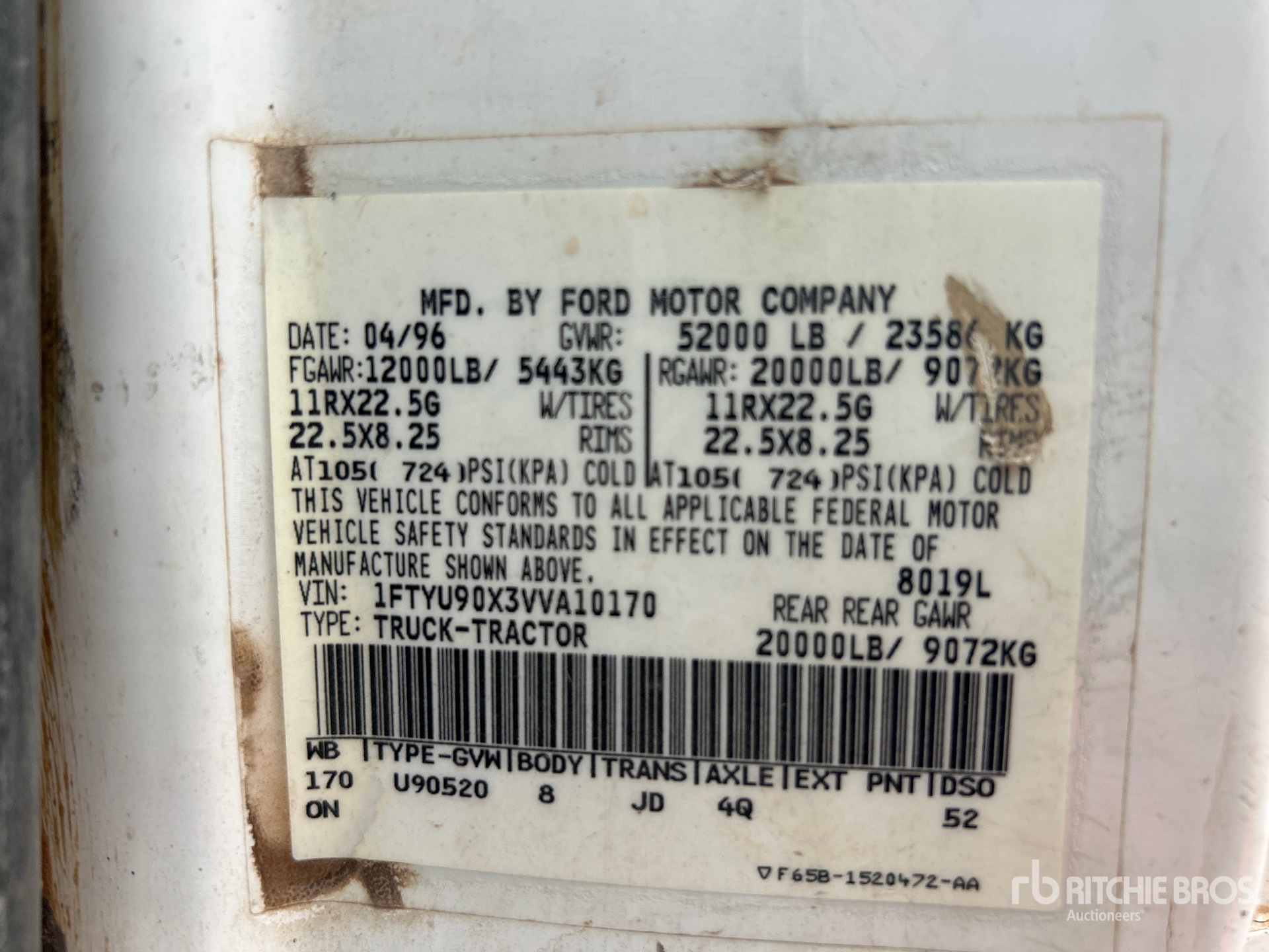 General Appearance with Serial Number / VIN