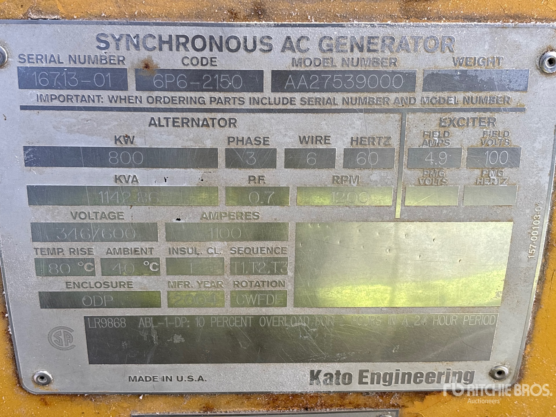 General Appearance with Serial Number / VIN