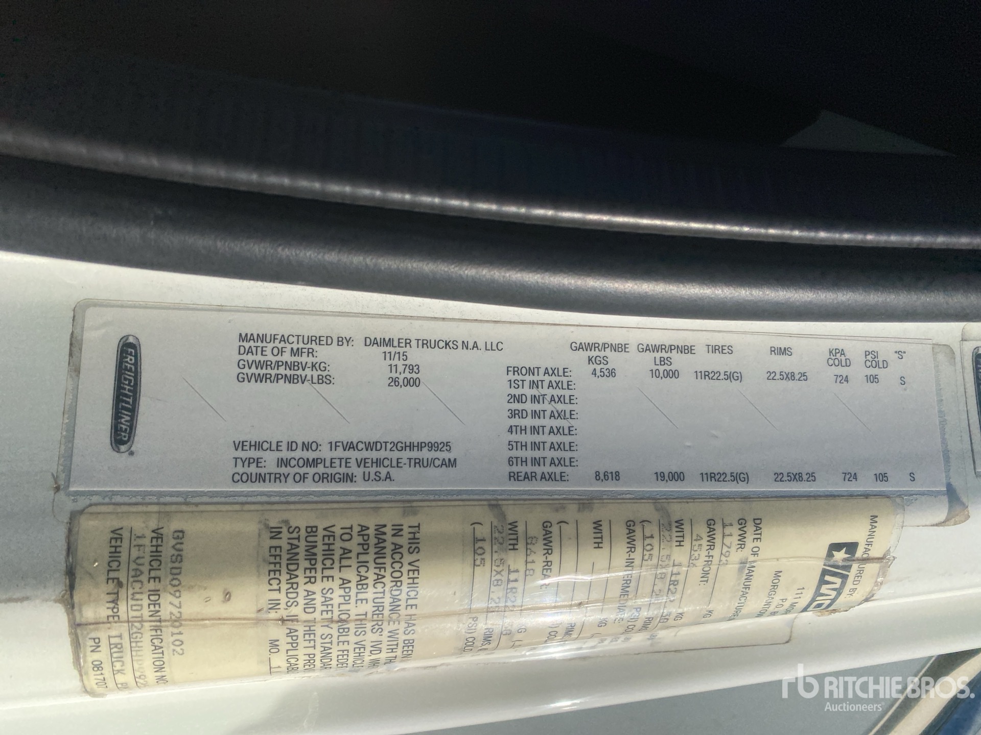 General Appearance with Serial Number / VIN