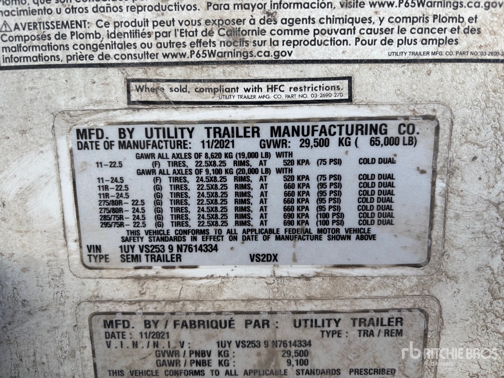 General Appearance with Serial Number / VIN