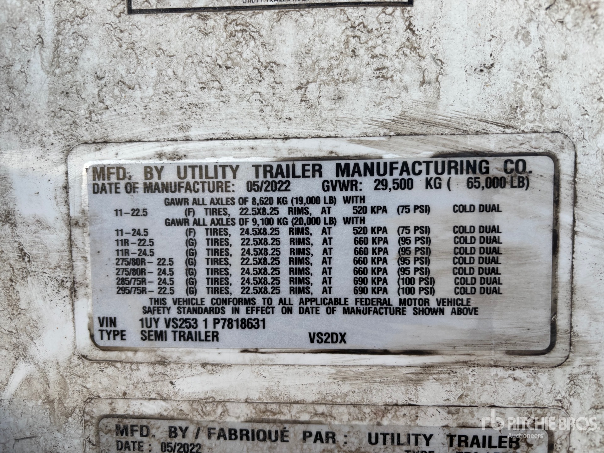 General Appearance with Serial Number / VIN