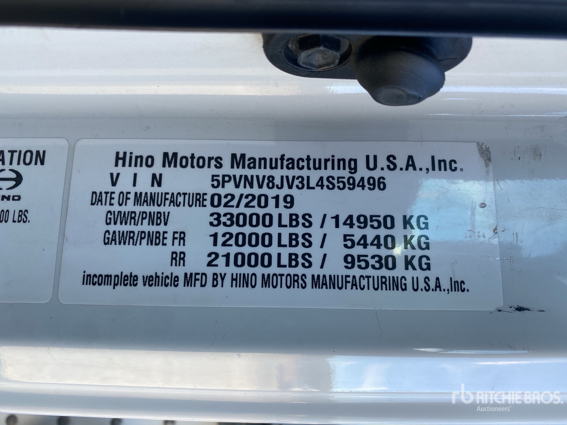 General Appearance with Serial Number / VIN