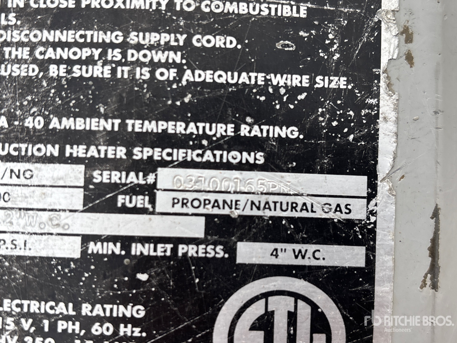 General Appearance with Serial Number / VIN