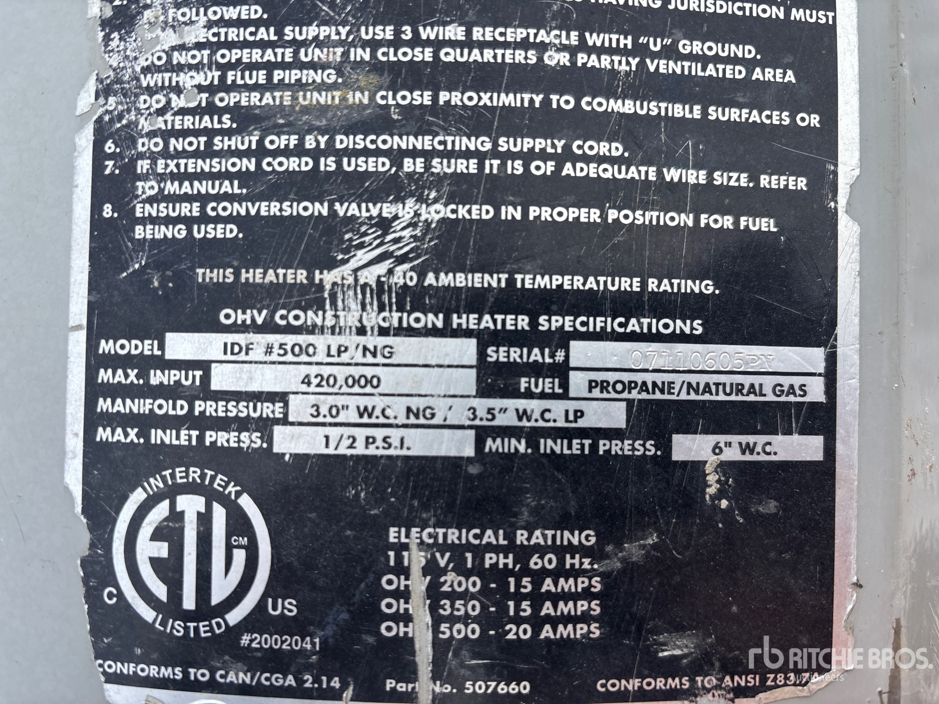 General Appearance with Serial Number / VIN