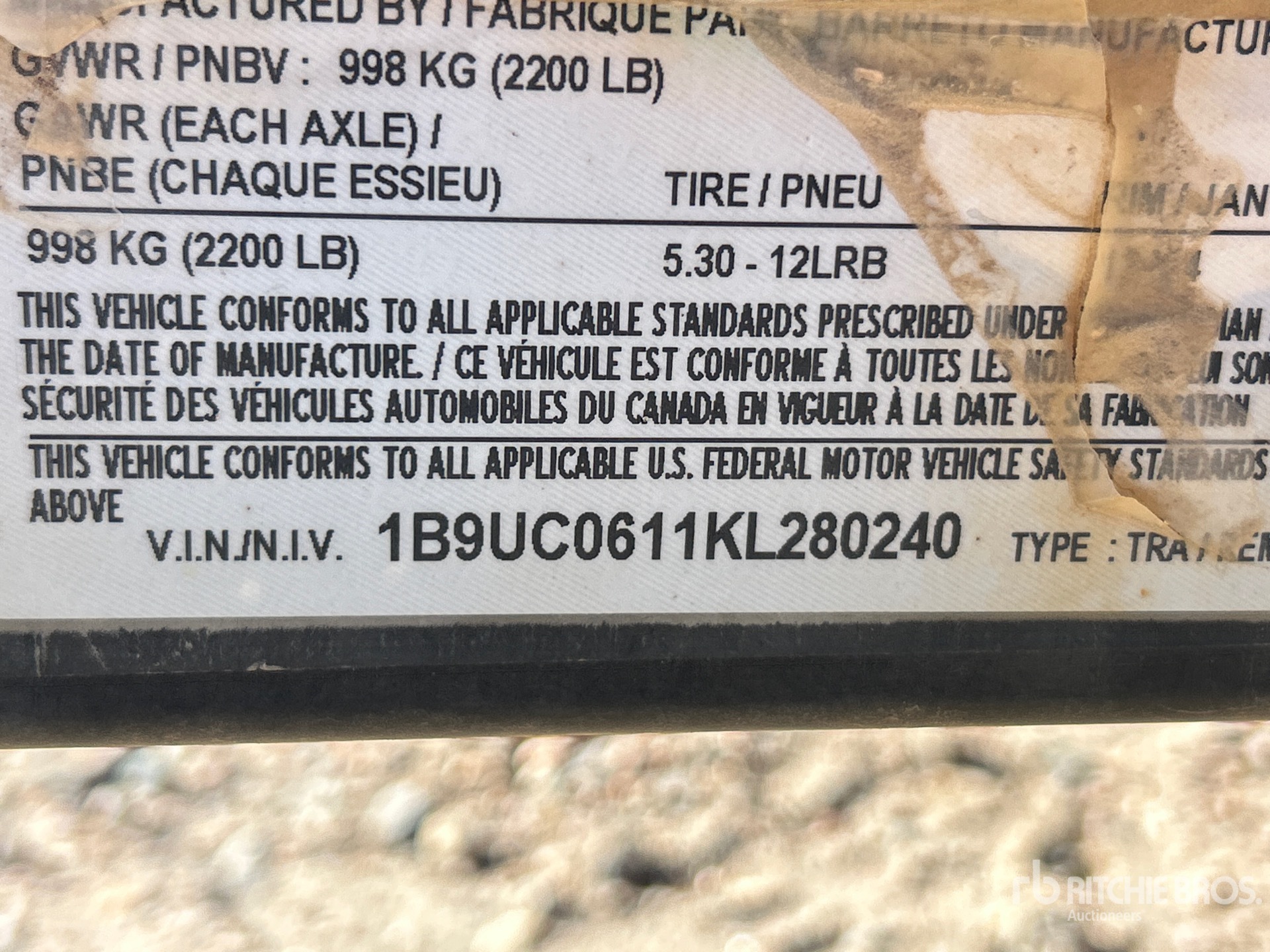 General Appearance with Serial Number / VIN