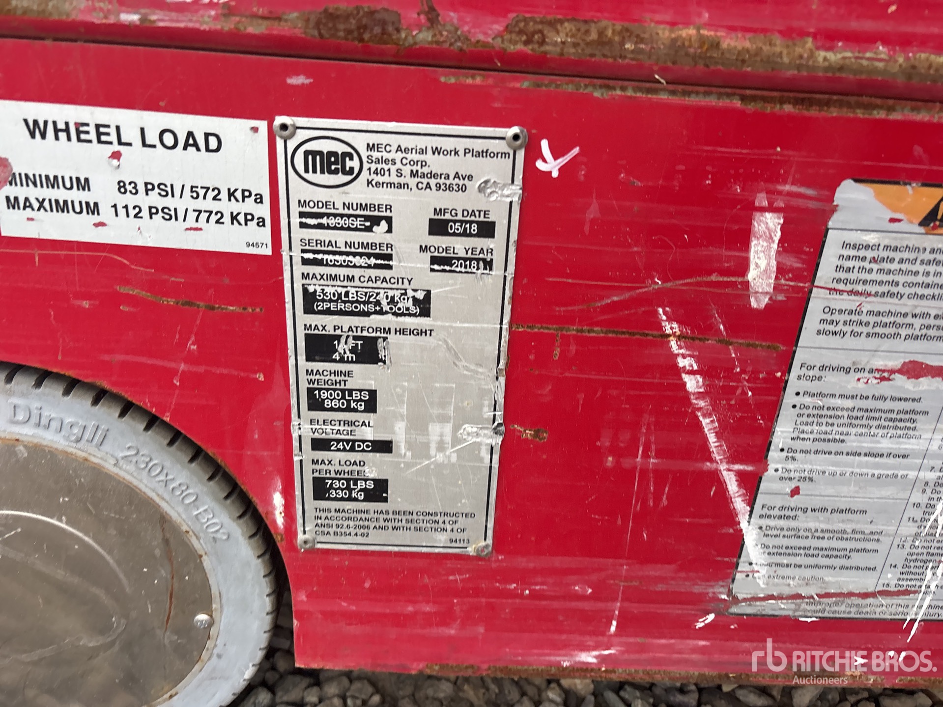 General Appearance with Serial Number / VIN