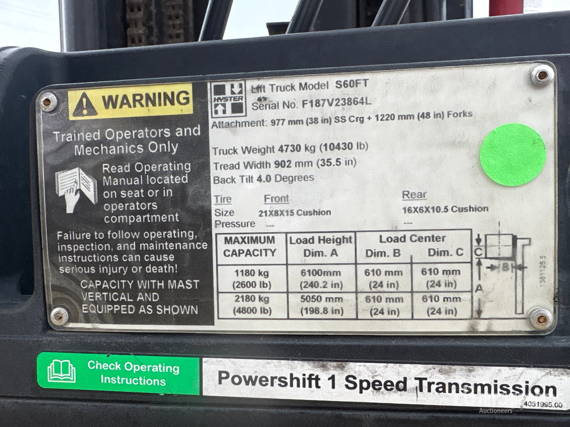 General Appearance with Serial Number / VIN