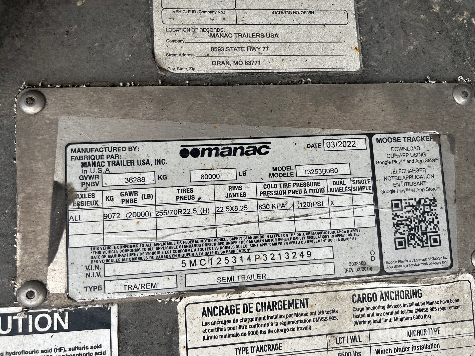 General Appearance with Serial Number / VIN