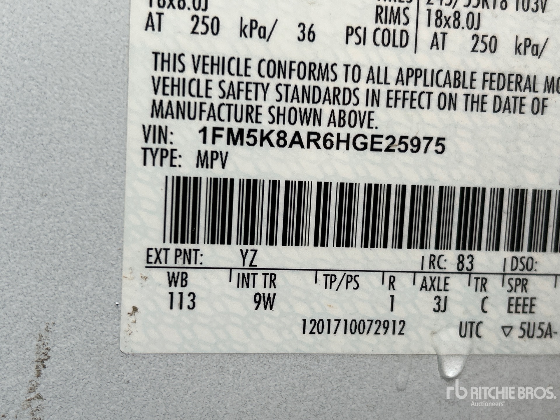 General Appearance with Serial Number / VIN