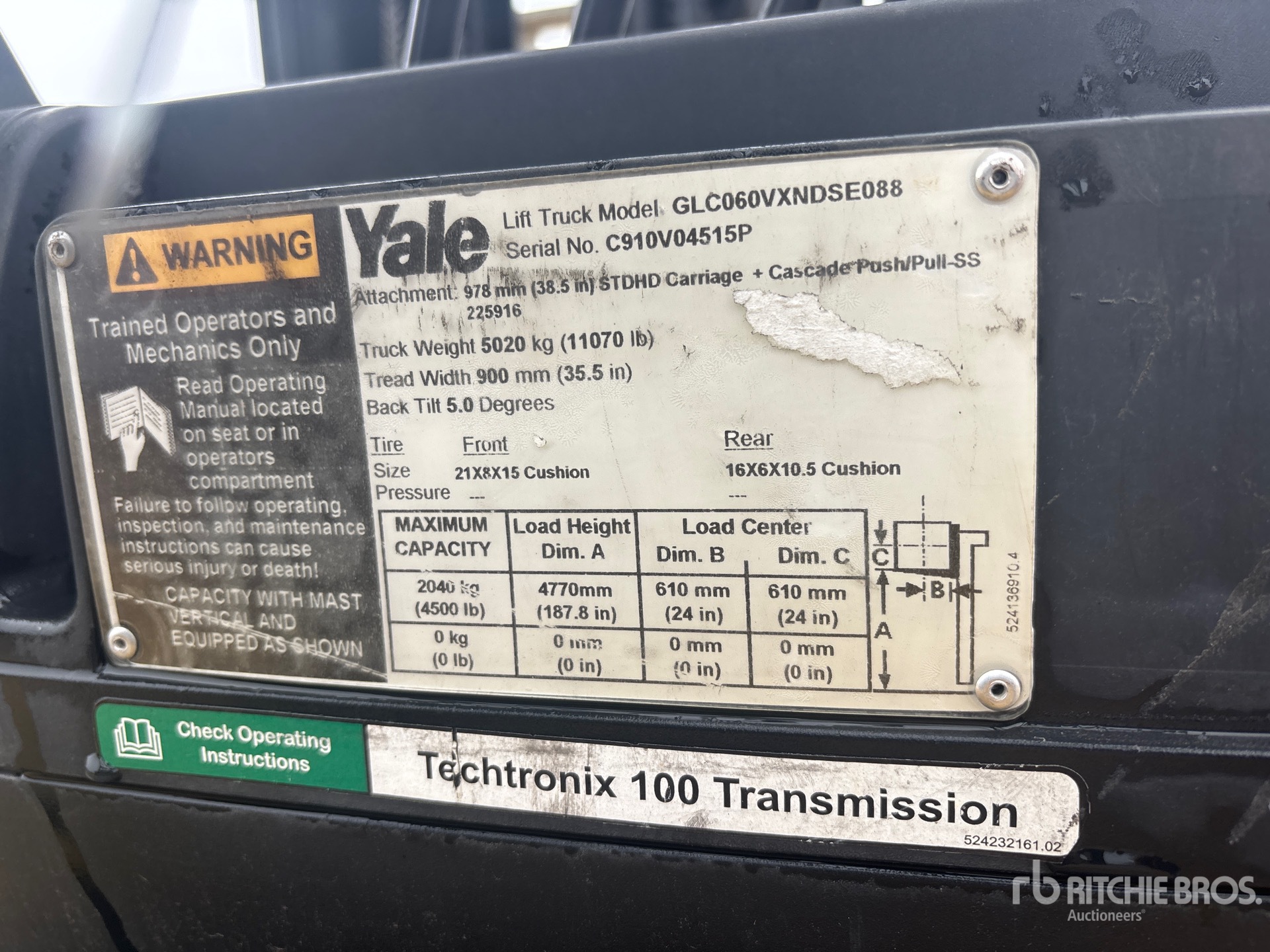 General Appearance with Serial Number / VIN