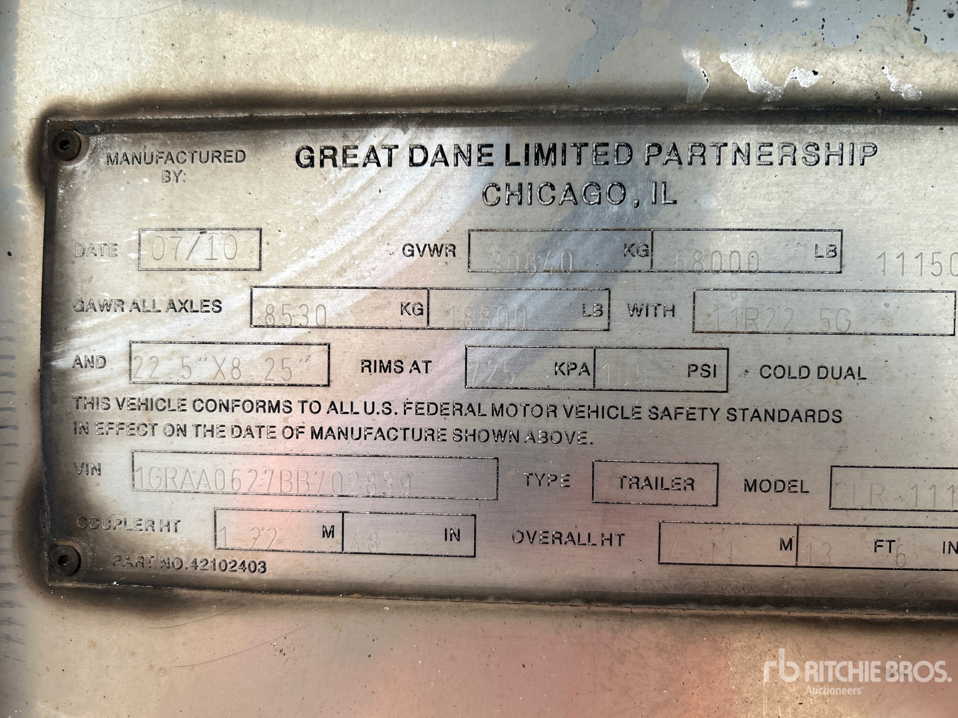 General Appearance with Serial Number / VIN