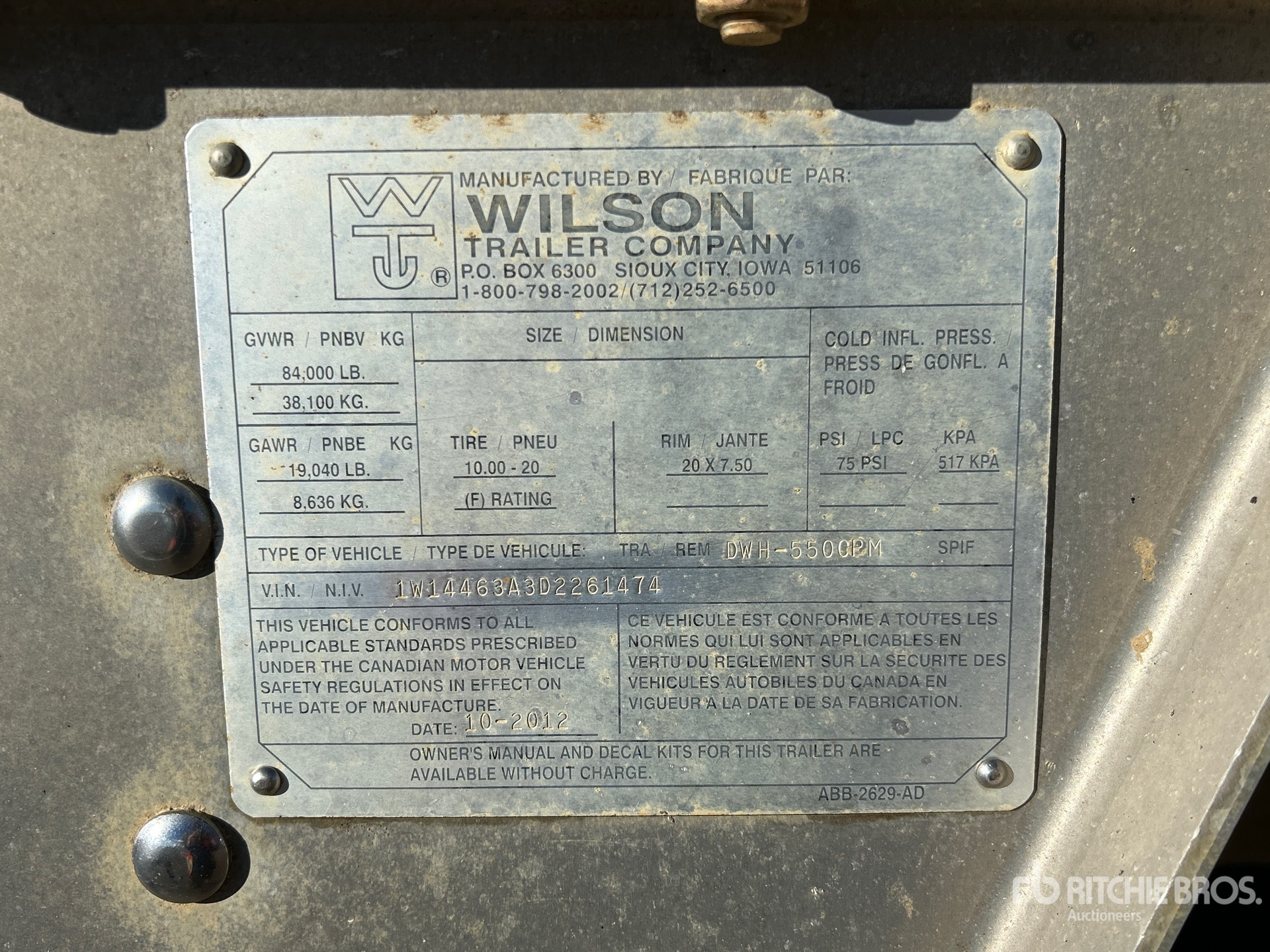 General Appearance with Serial Number / VIN