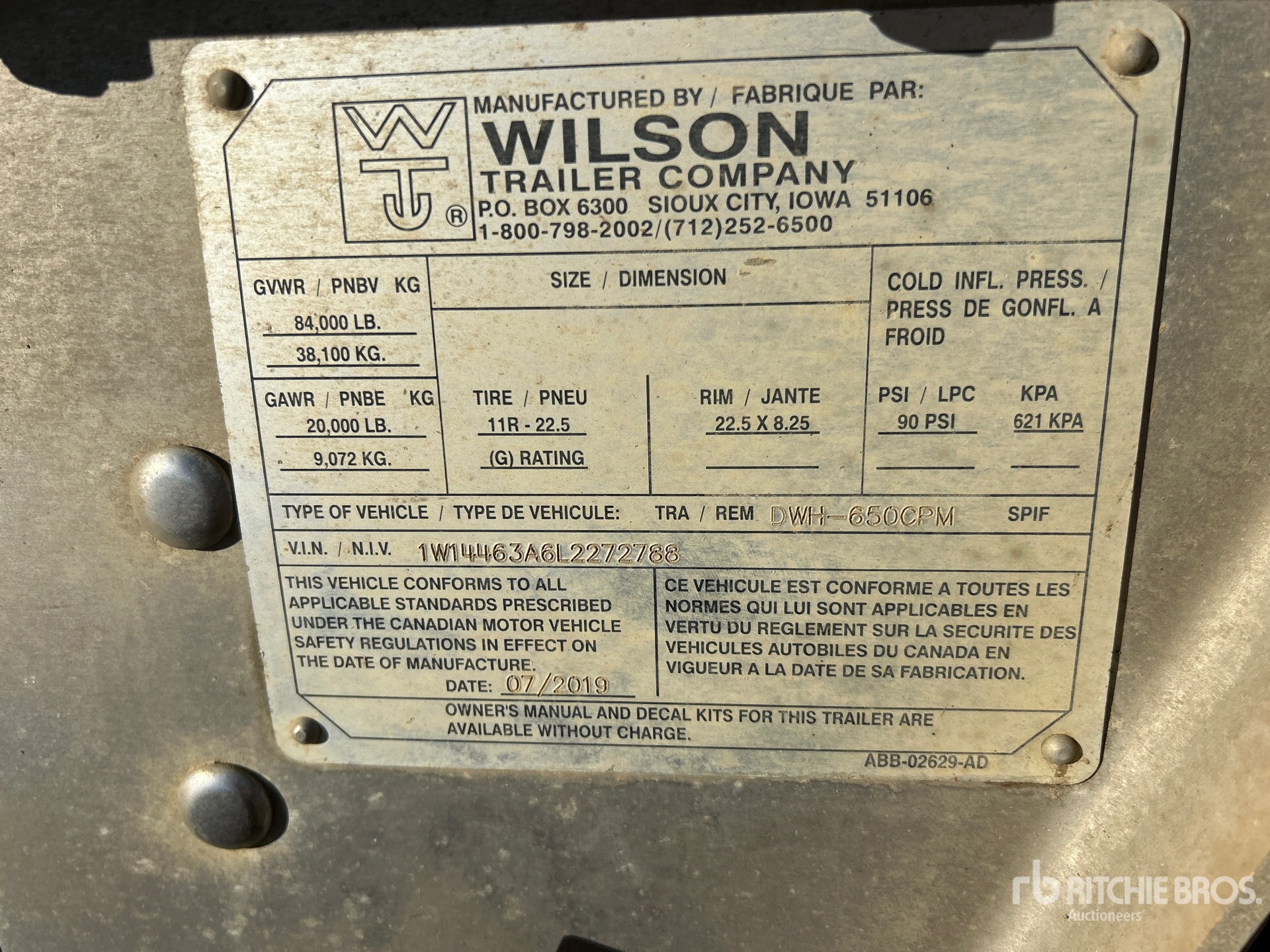 General Appearance with Serial Number / VIN