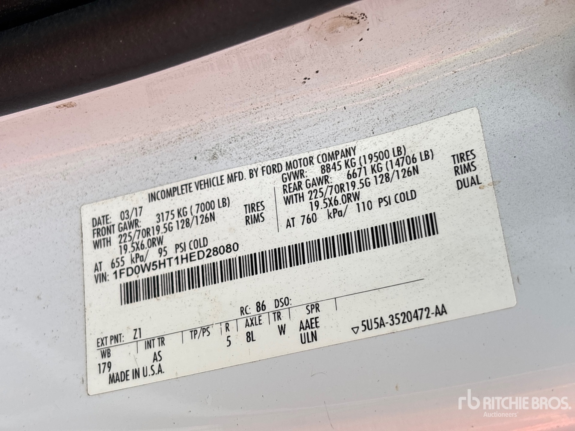 General Appearance with Serial Number / VIN