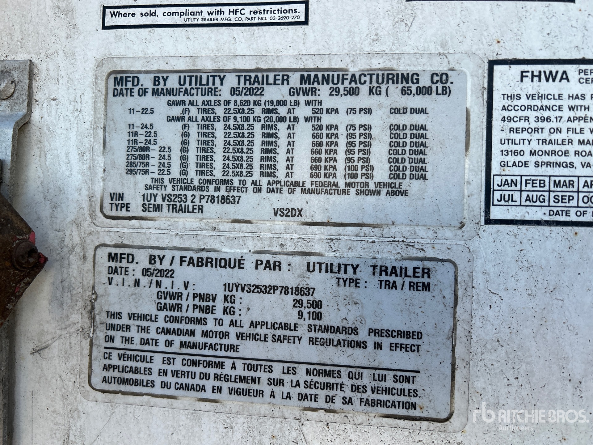 General Appearance with Serial Number / VIN