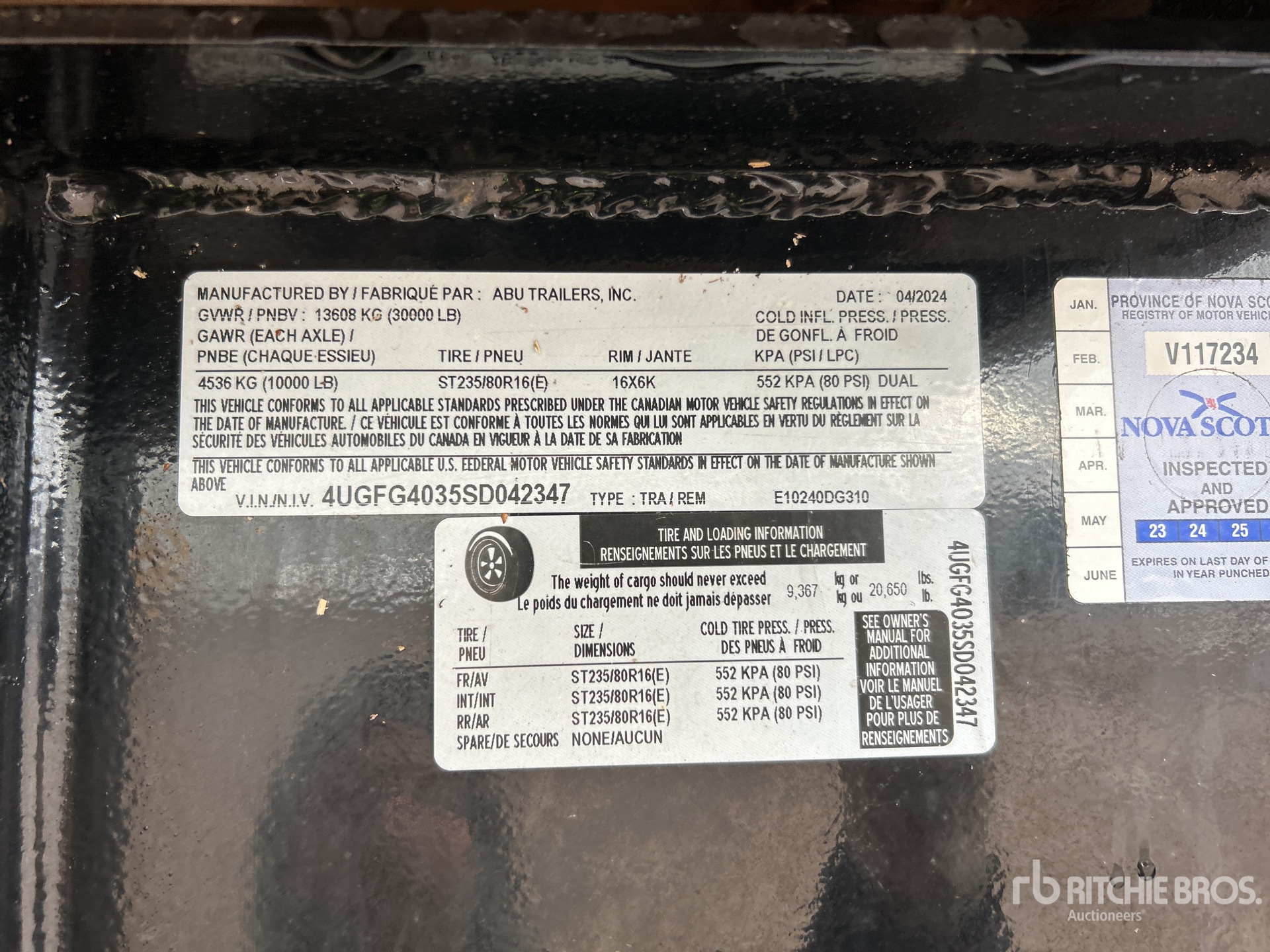 General Appearance with Serial Number / VIN