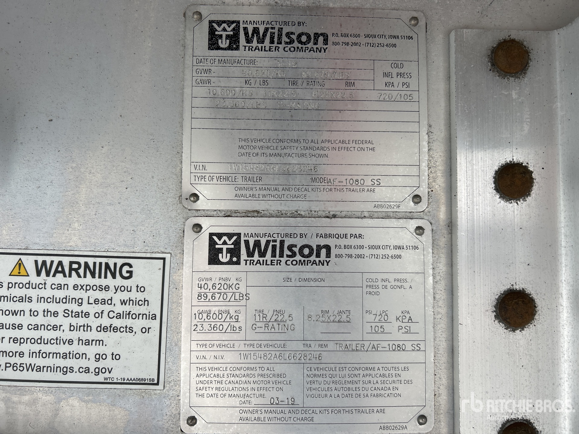 General Appearance with Serial Number / VIN