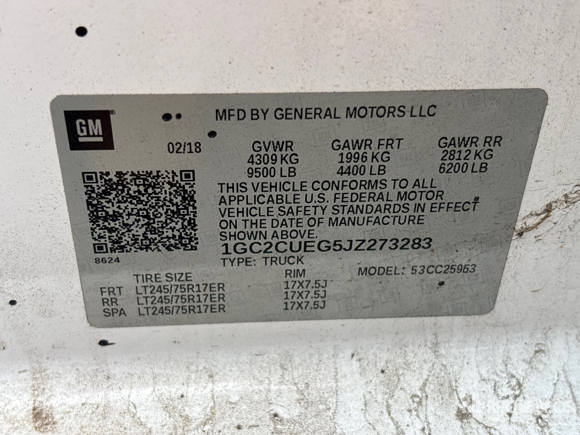 General Appearance with Serial Number / VIN