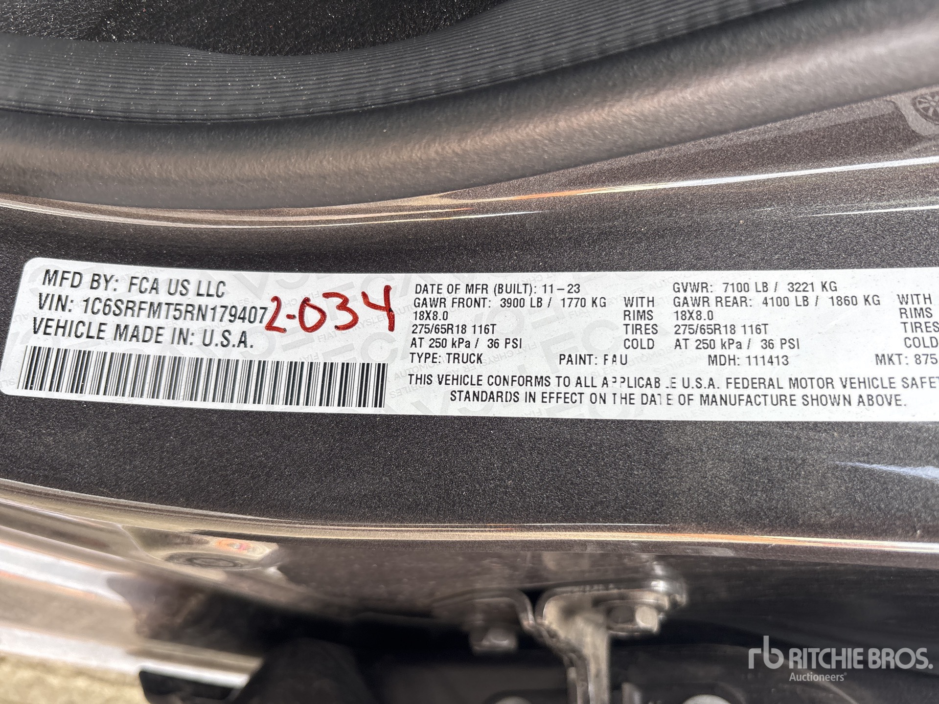 General Appearance with Serial Number / VIN