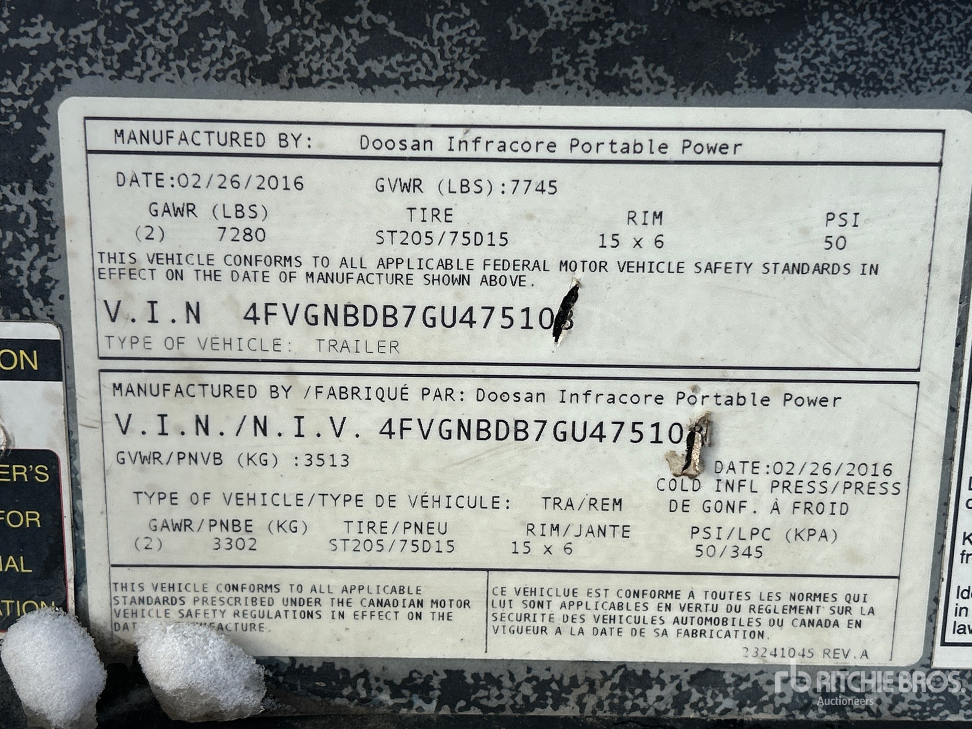 General Appearance with N.º de serie/VIN