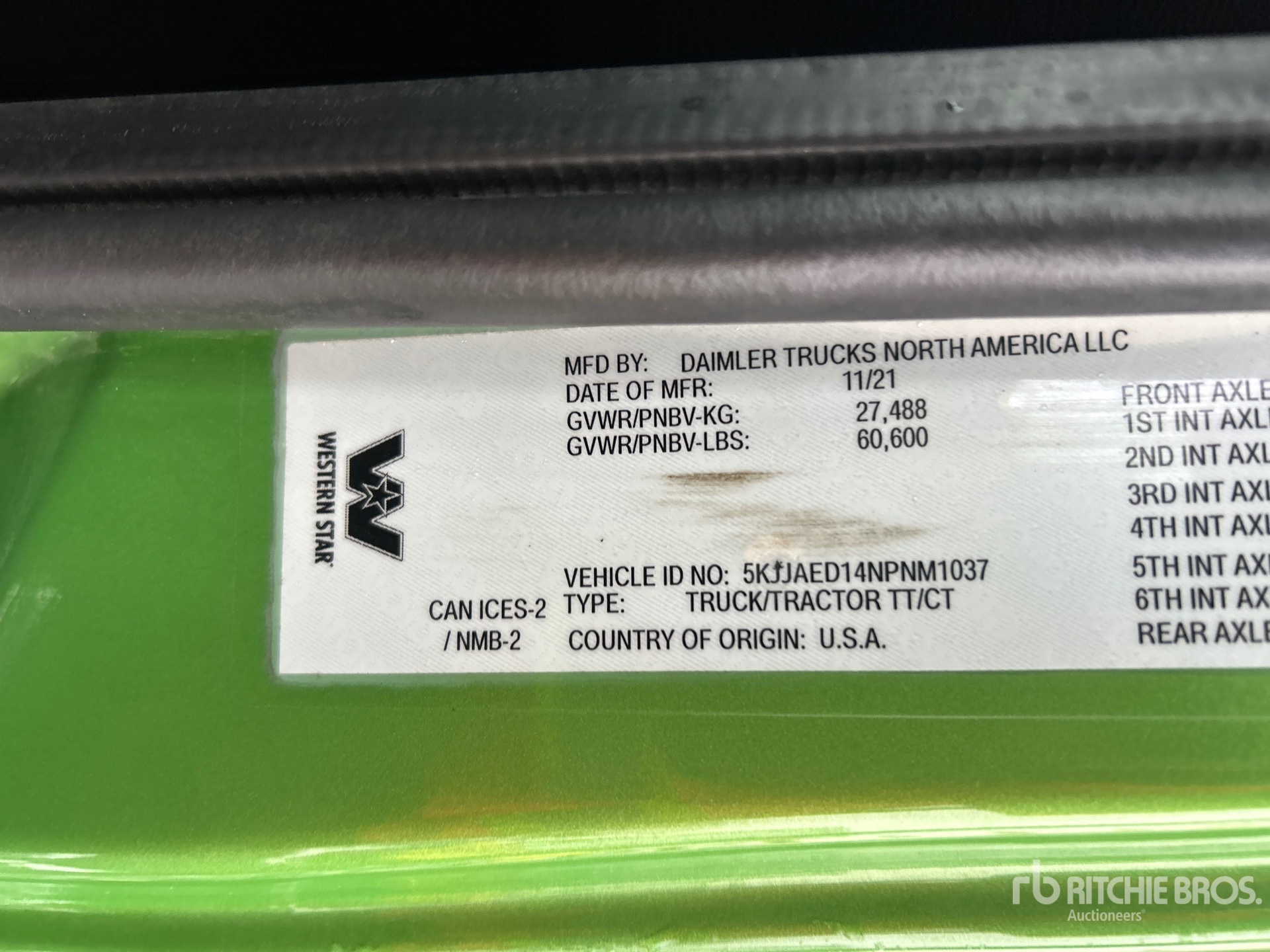 General Appearance with Serial Number / VIN