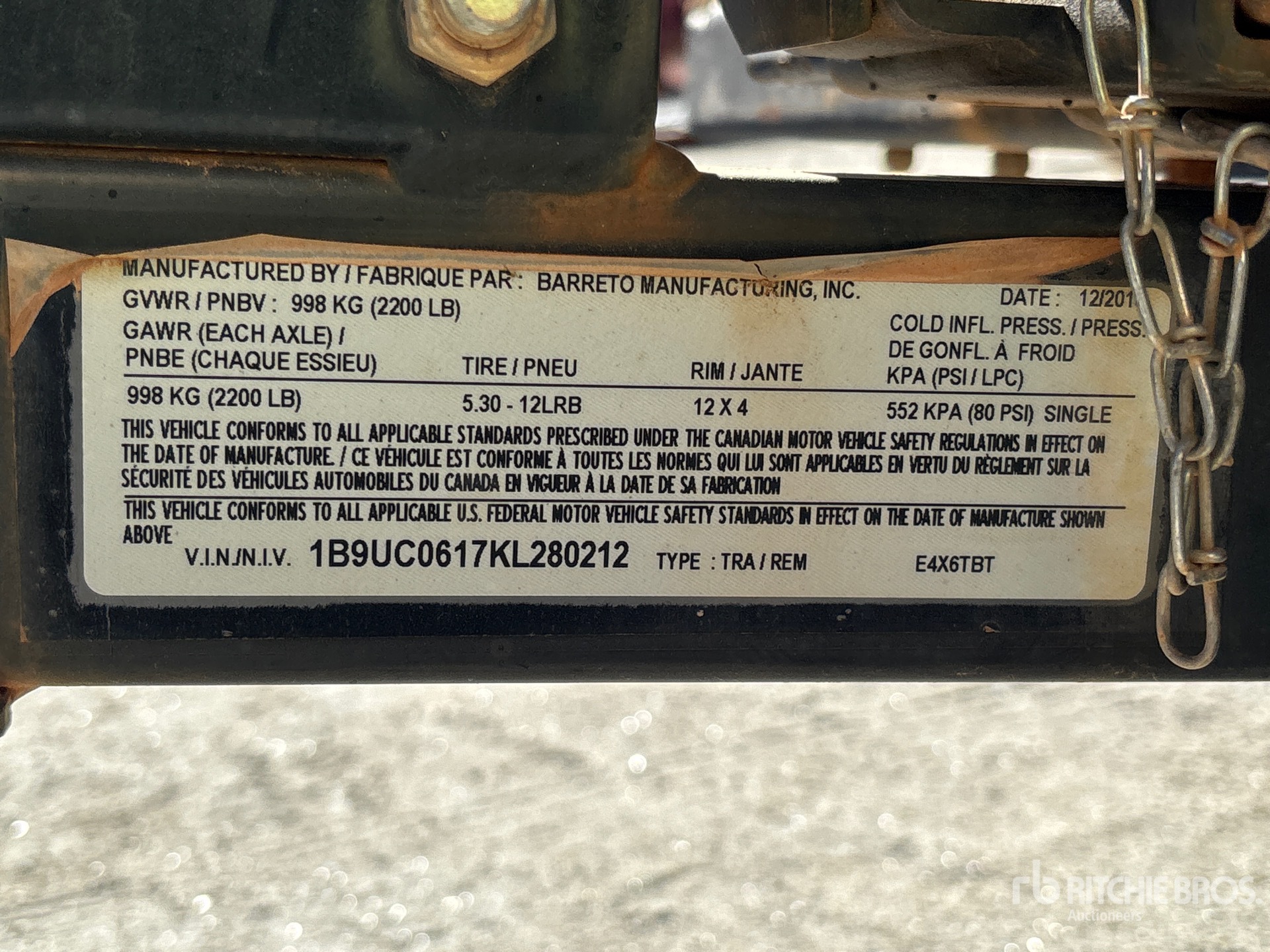 General Appearance with Serial Number / VIN