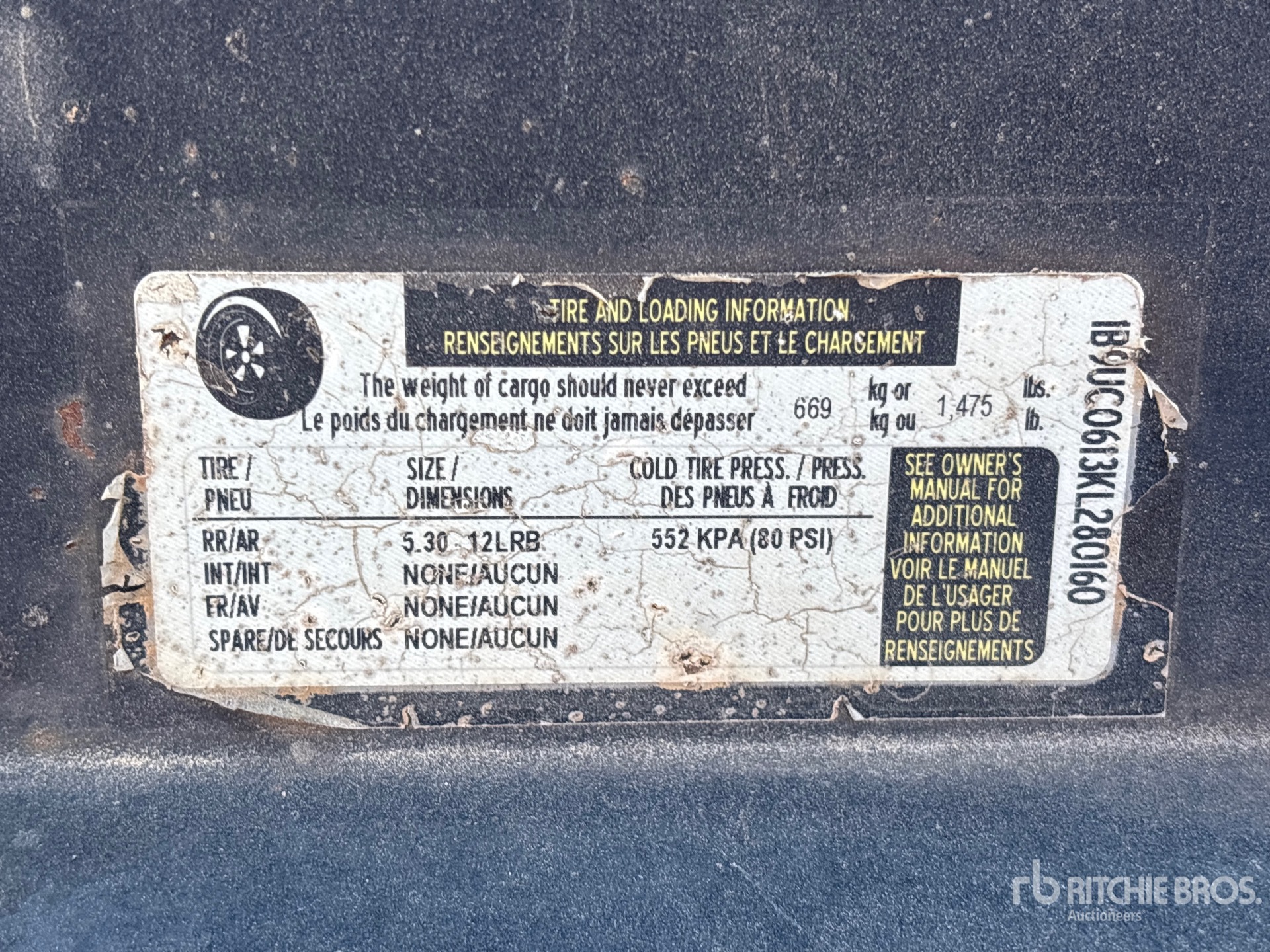 General Appearance with Serial Number / VIN