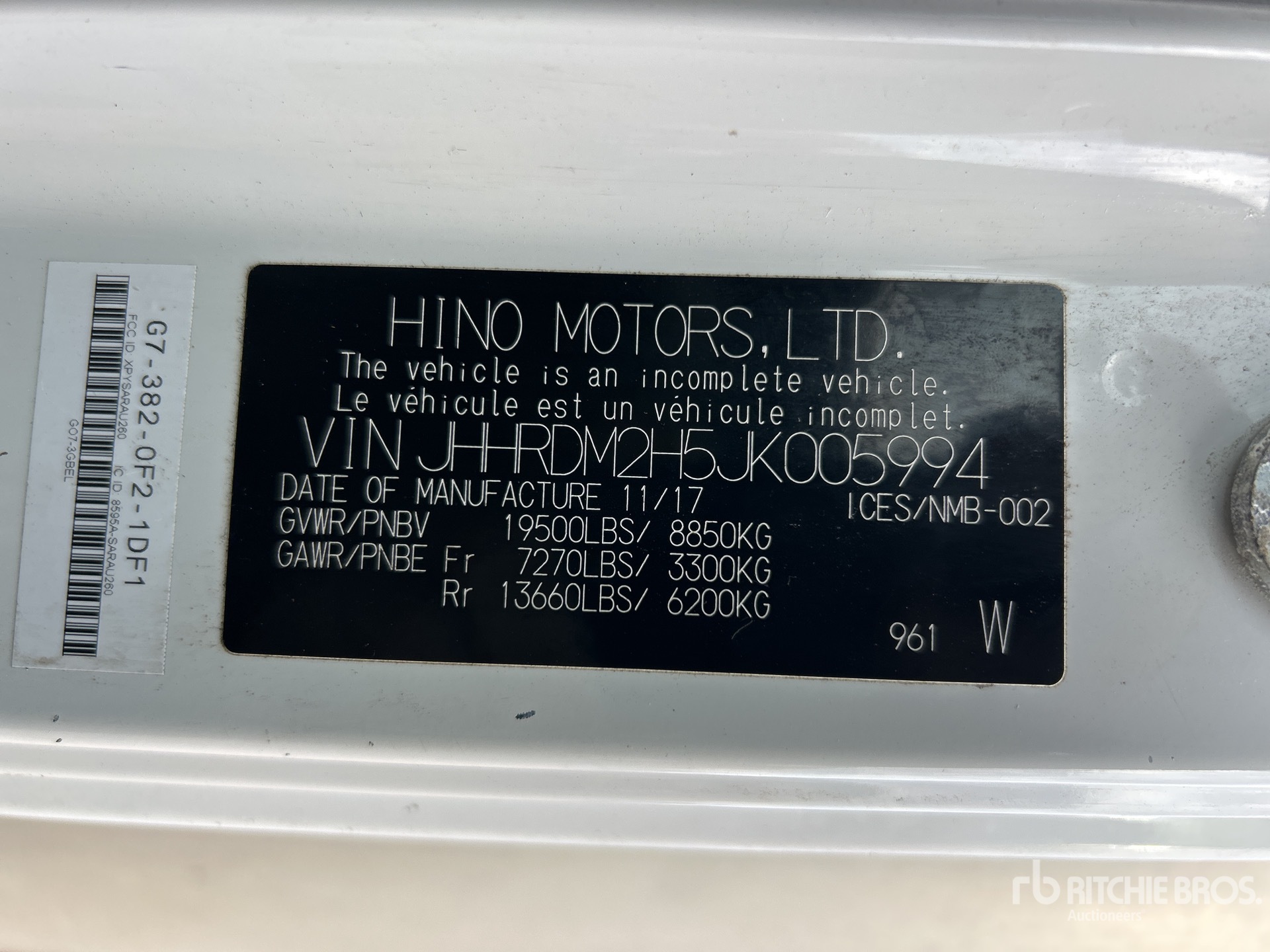 General Appearance with Serial Number / VIN