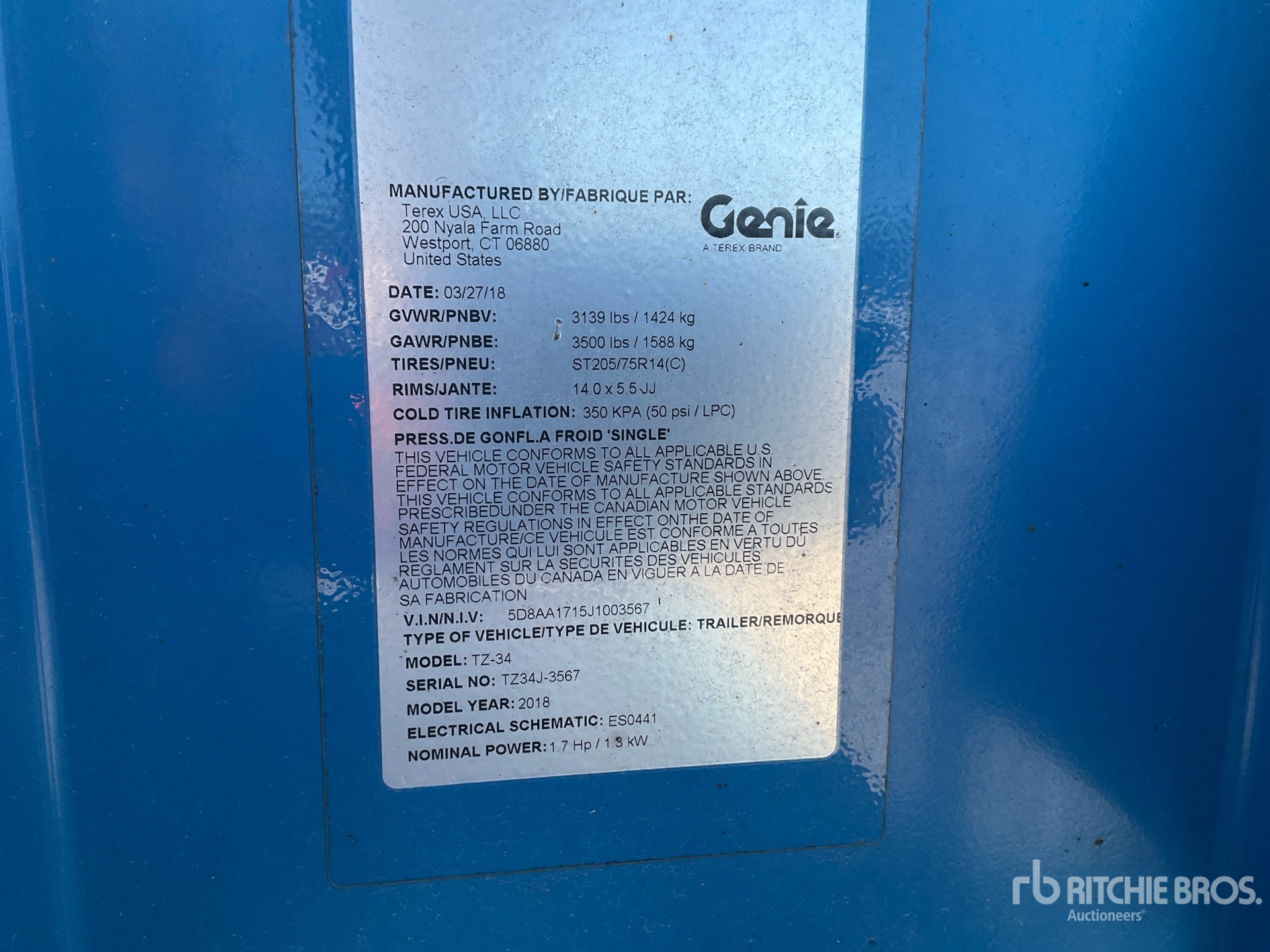 General Appearance with Serial Number / VIN