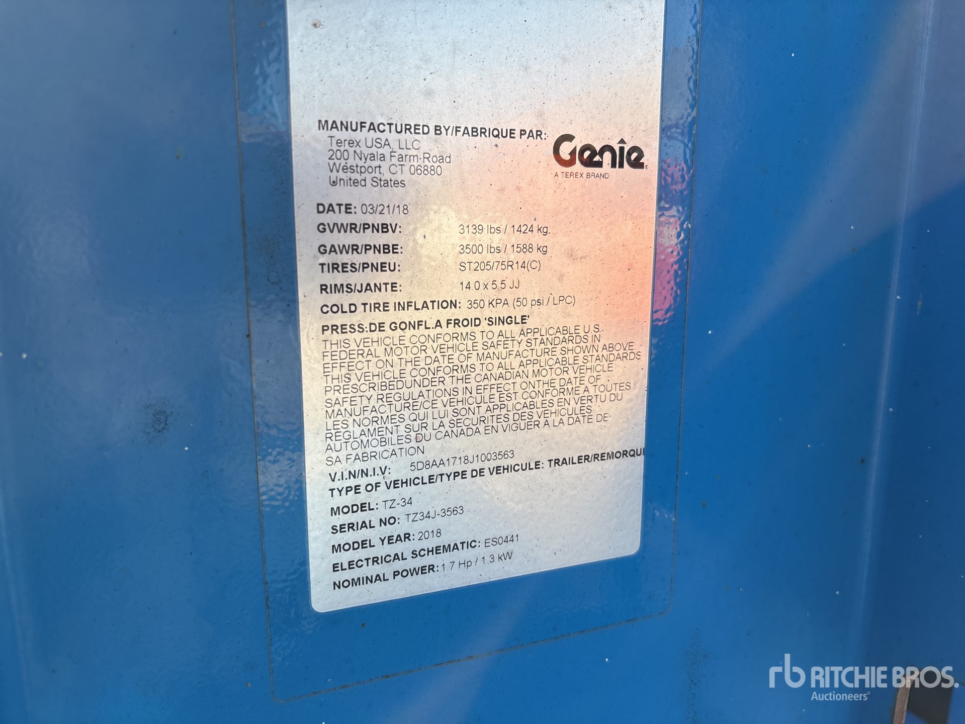 General Appearance with Serial Number / VIN