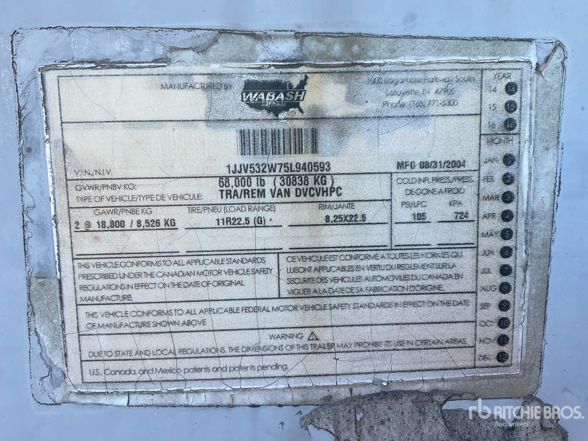 General Appearance with Serial Number / VIN