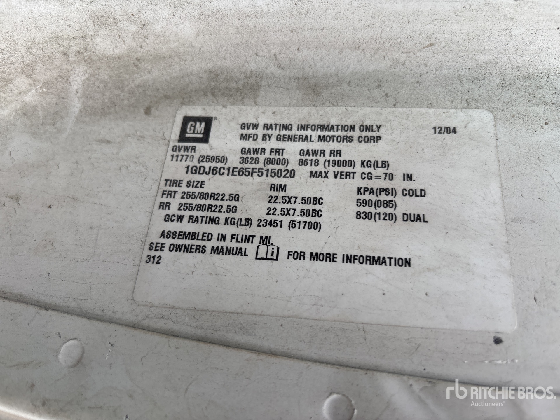 General Appearance with Serial Number / VIN