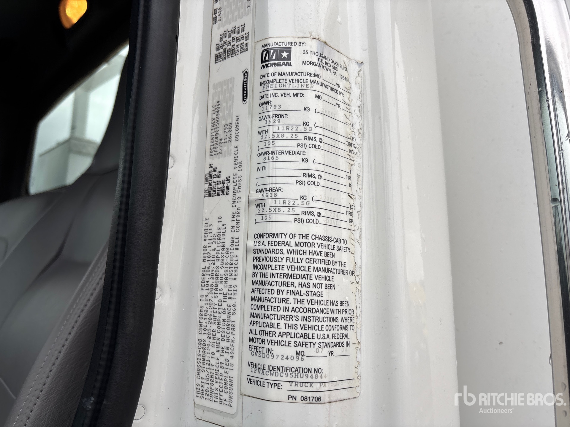 General Appearance with Serial Number / VIN