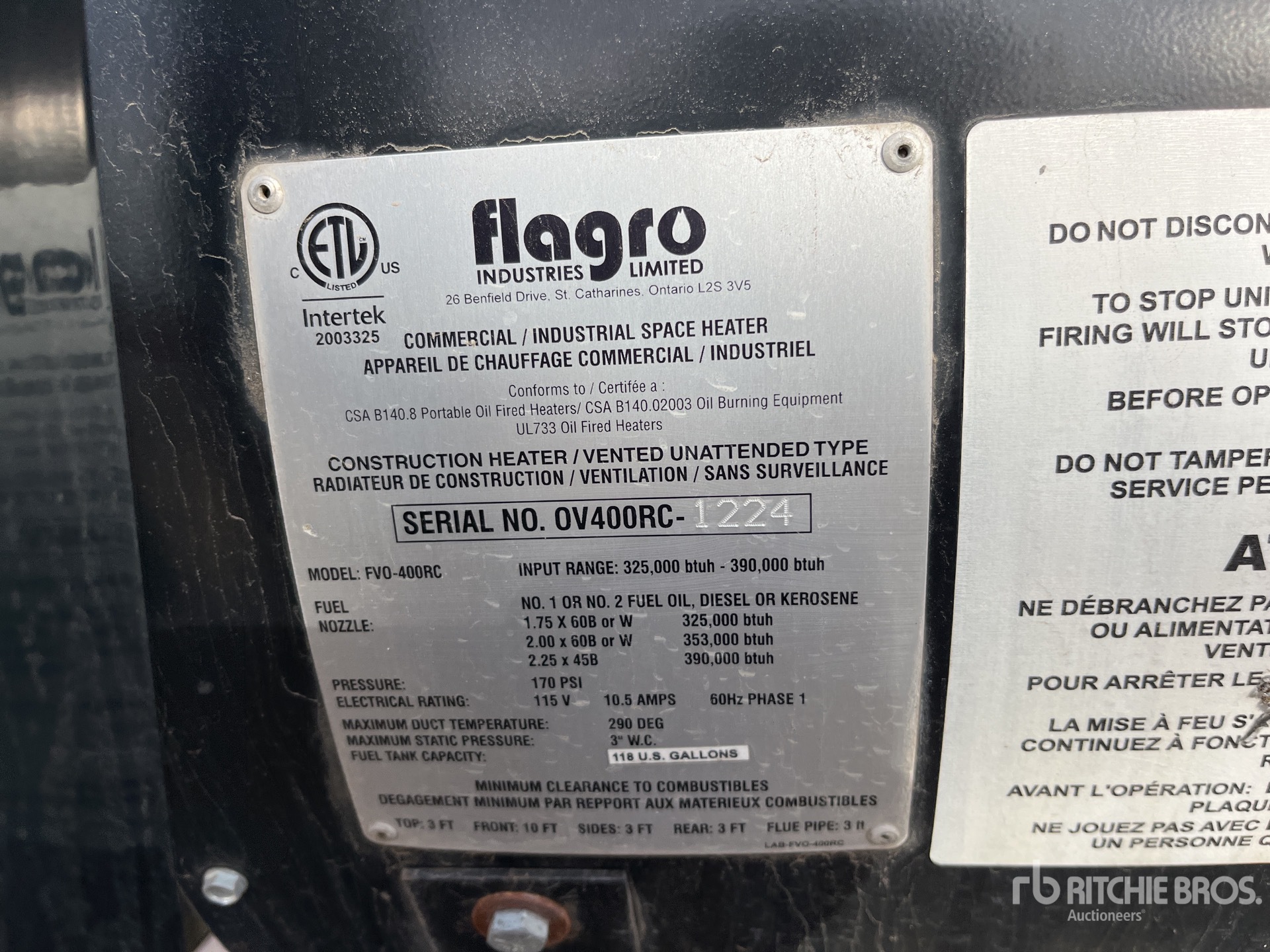 General Appearance with Serial Number / VIN